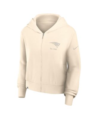 Women's Cream New England Patriots Glory Cropped Full-Zip Hoodie