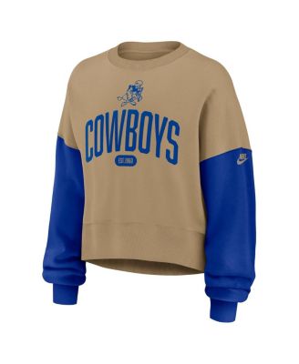 Women's Tan Dallas Cowboys Oversized Rewind Pullover Sweatshirt