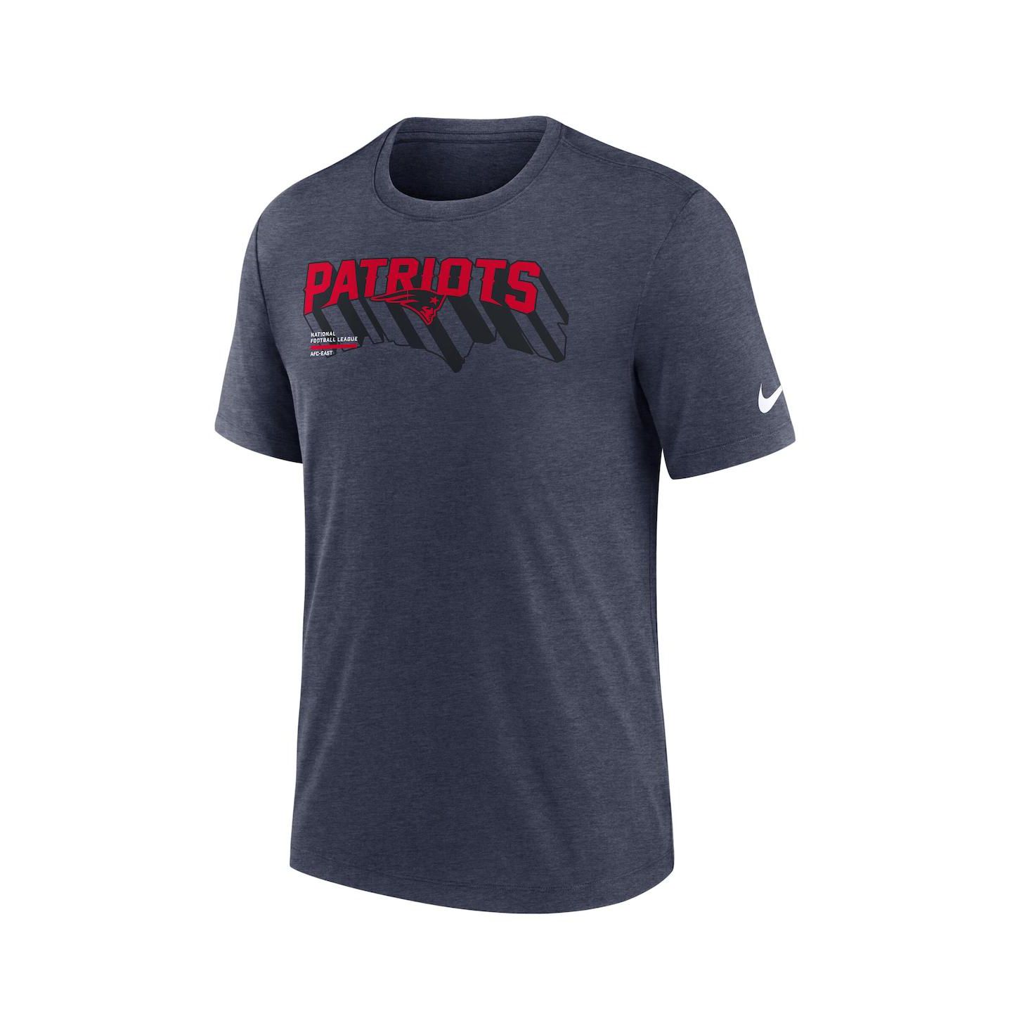 Мужская футболка Nike Heather Navy New England Patriots Long Pass Tri-Blend — фото 2