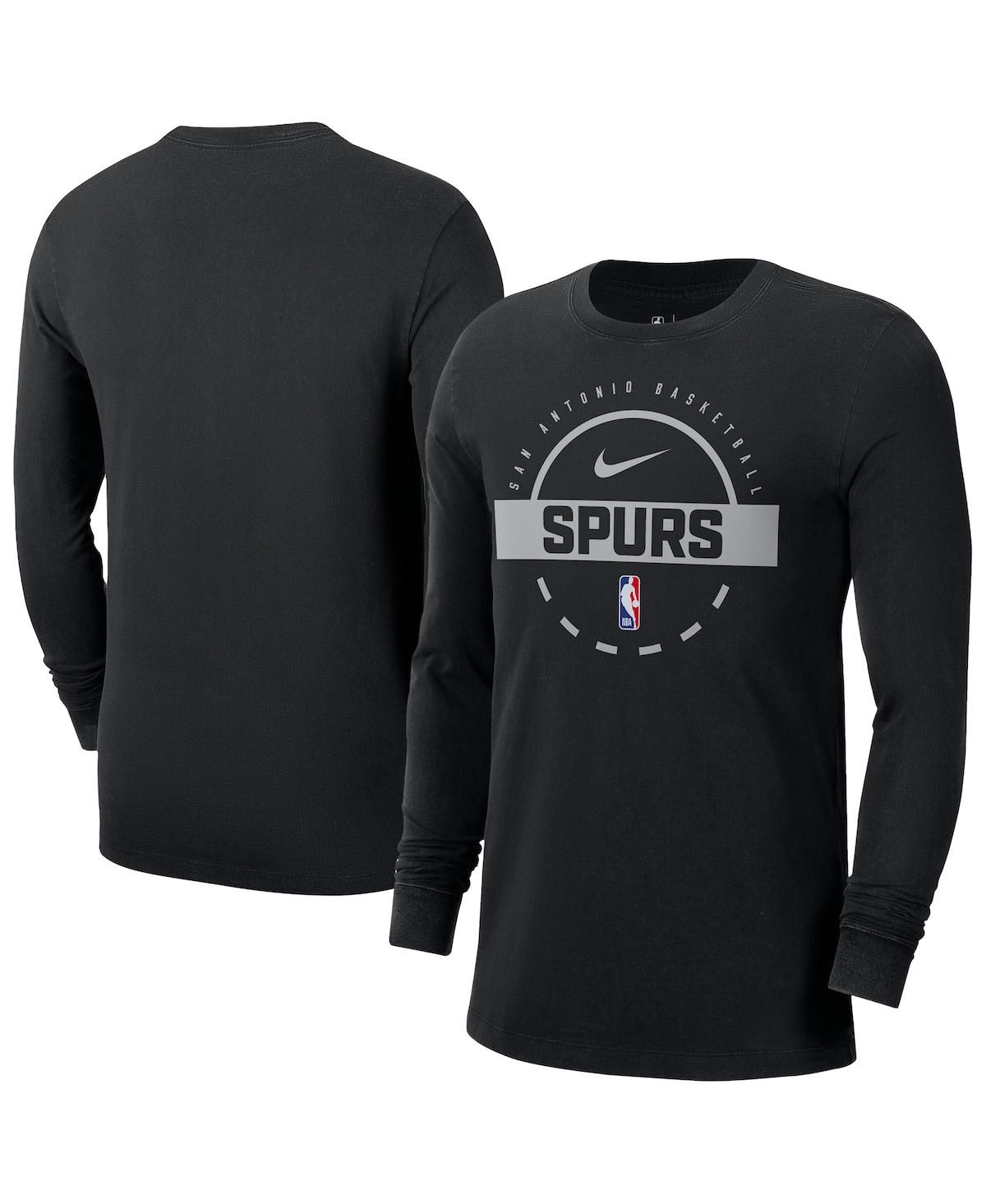 Мужская черная тренировочная футболка San Antonio Spurs Authentic с длинным рукавом