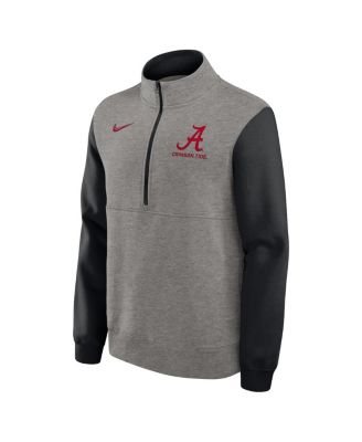 Men's Heather Gray/Black Alabama Crimson Tide Club Fleece Half-Zip Pullover Sweatshirt