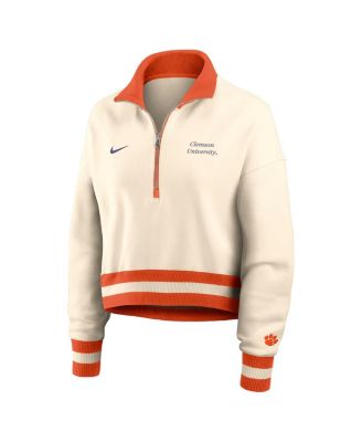 Women's Cream/Orange Clemson Tigers Legacy Half-Zip Sweatshirt
