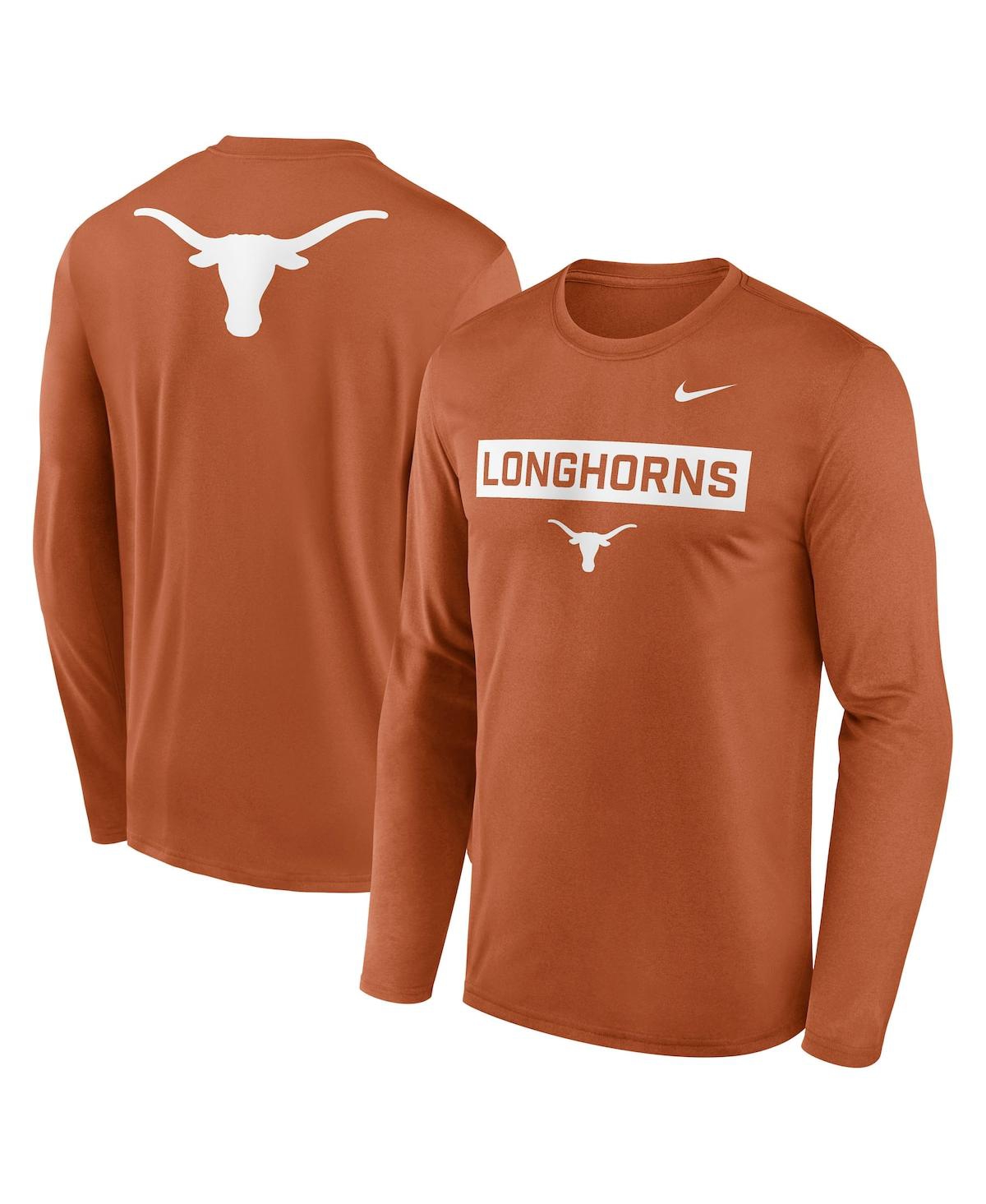 Nike Burnt Orange Texas Longhorns Primetime Campus 2-hit Legend Dri-fit Long Sleeve T-shirt In Brown