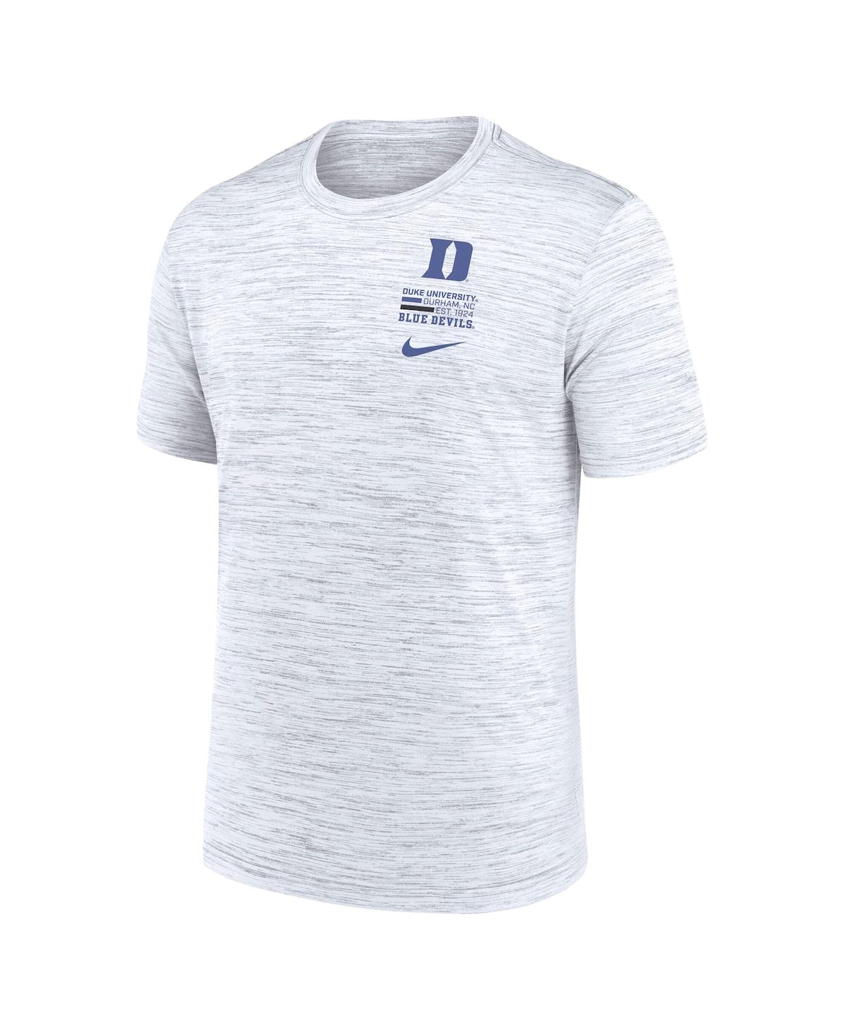 Nike Men's White Duke Blue Devils Velocity Stacked Performance T-shirt In White
