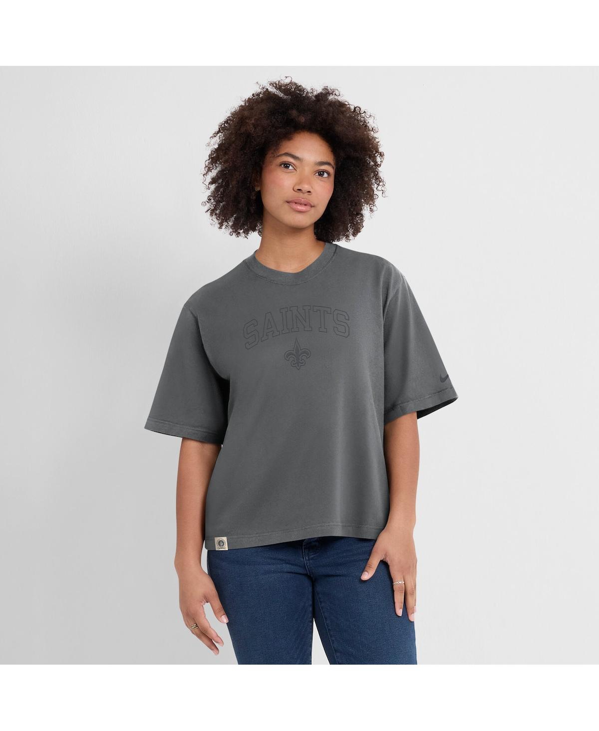 Nike Charcoal New Orleans Saints Glory Arch Boxy T-shirt In Gray