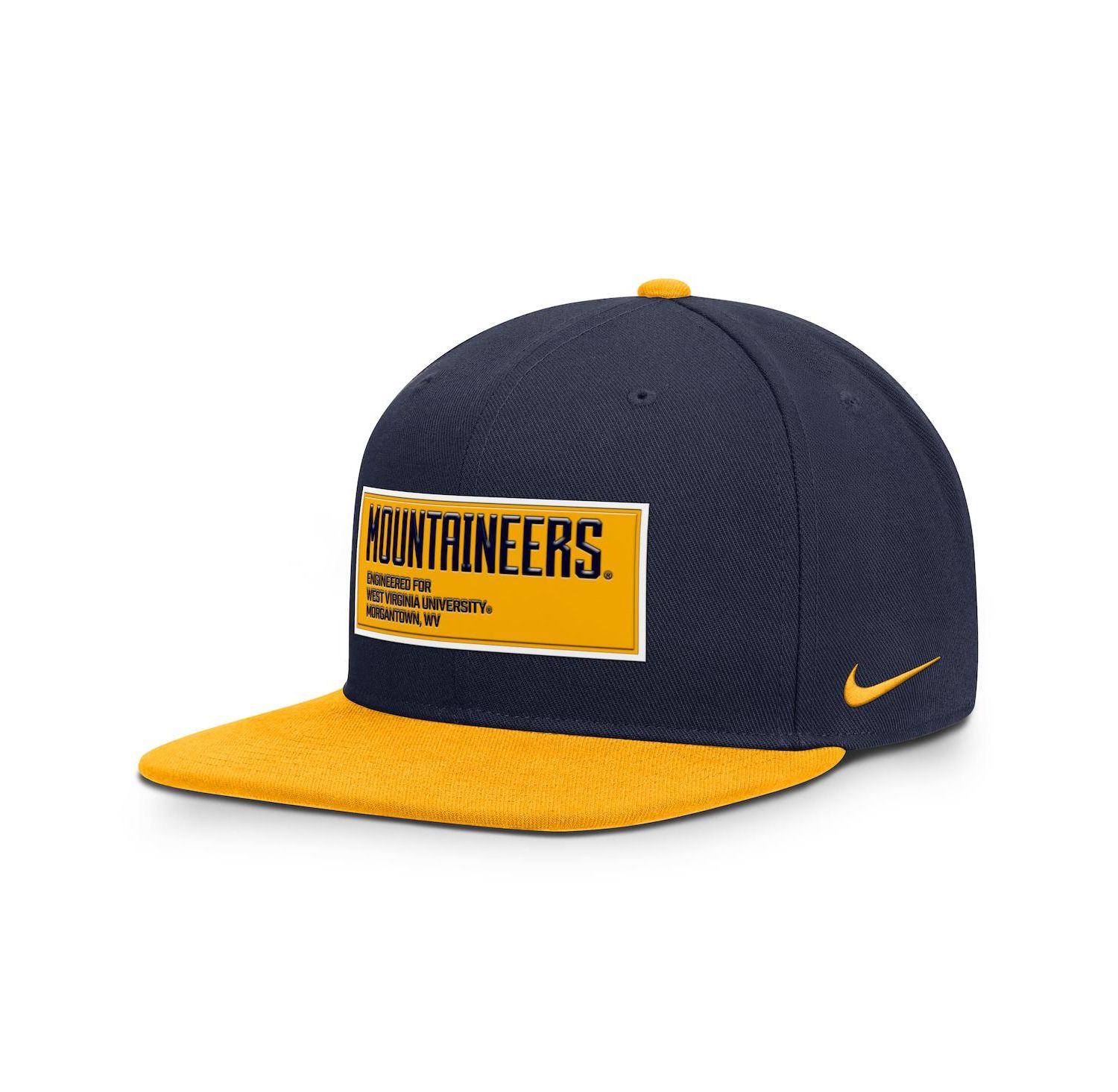 Men's Navy/Gold West Virginia Mountaineers 2025 On-Field Patch Pro Dri-FIT Snapback Hat