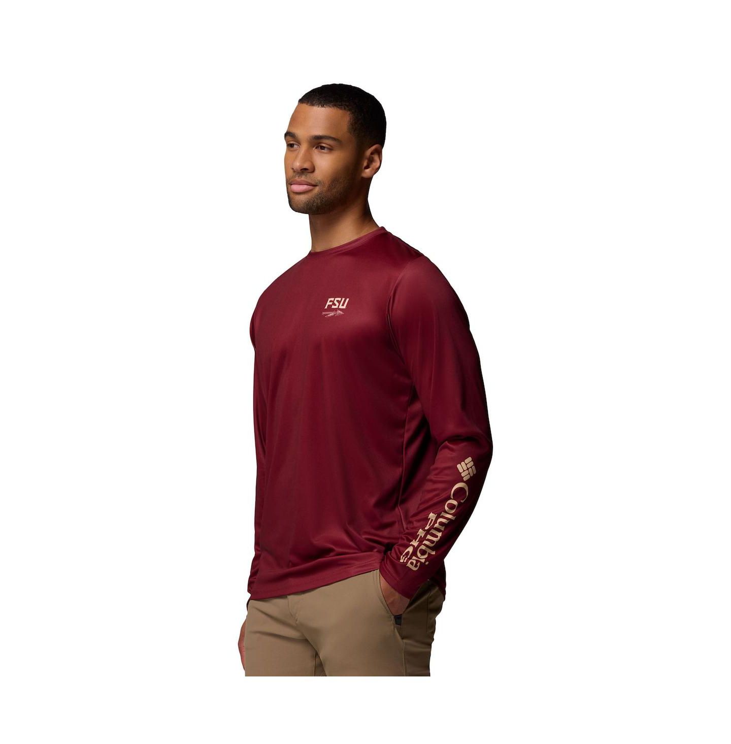 Мужская футболка Columbia Garnet Florida State Seminoles PHG Terminal Shot 3-Hit Long Sleeve — фото 3