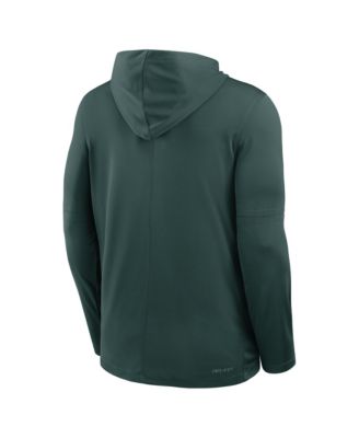 Men's Green Michigan State Spartans 2025 Sideline Performance Long Sleeve Hoodie T-Shirt