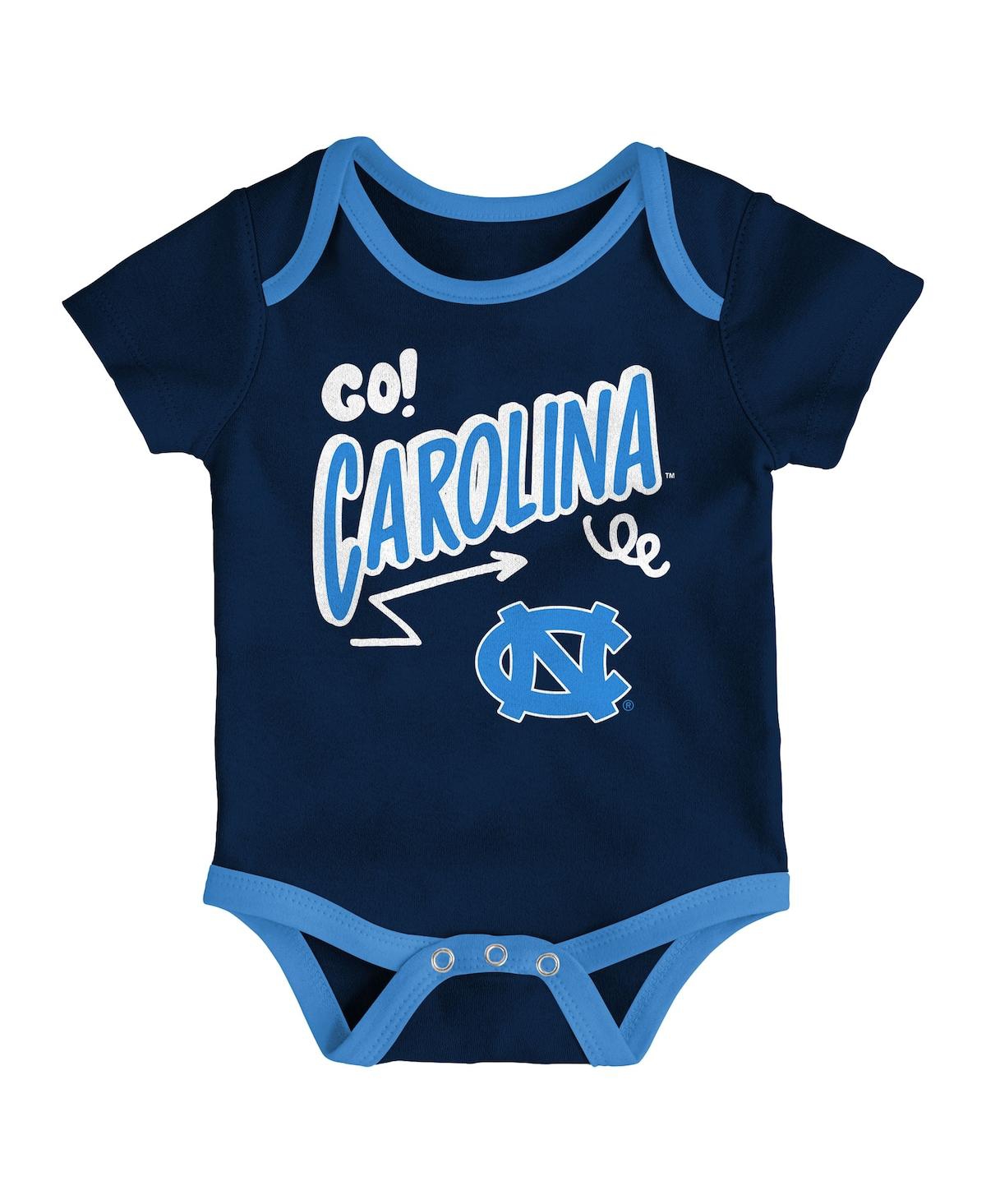 Outerstuff Baby Boys And Girls 3-pack North Carolina Tar Heels All Day Play Bodysuit Set In Multi