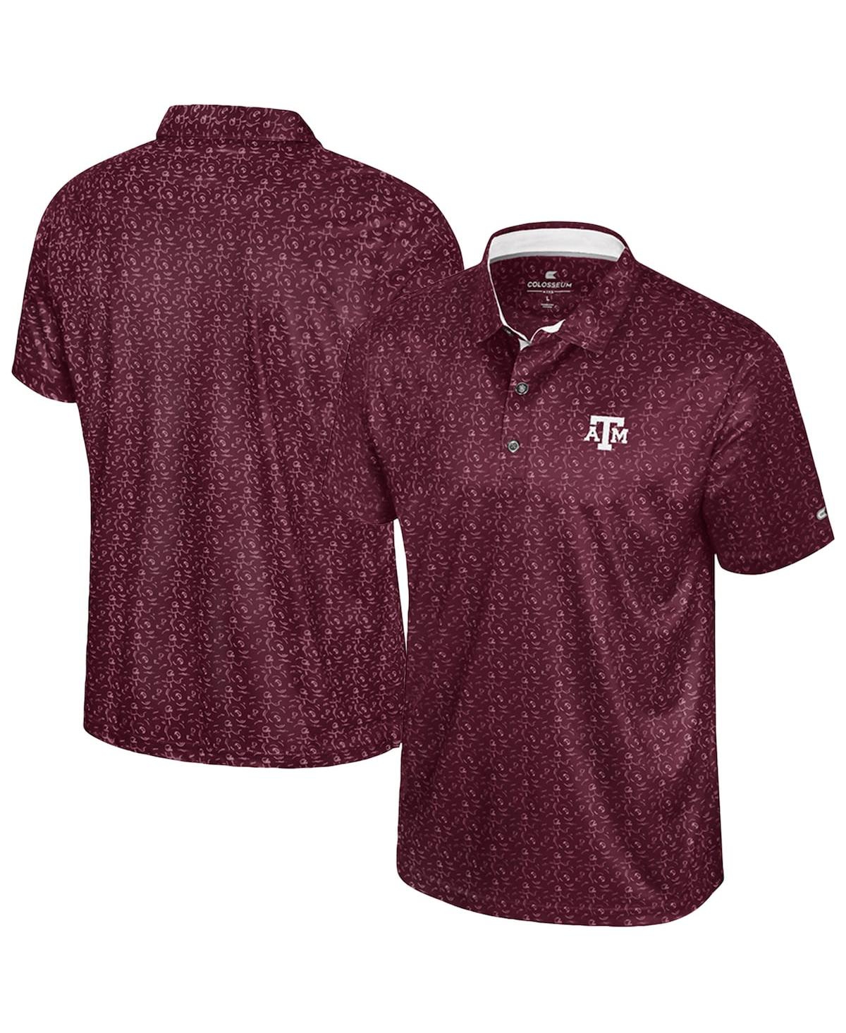 Colosseum Men's Maroon Texas A M Aggies Football Print Polo Shirt