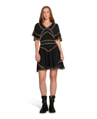 Golden Mark Beaded Trim Mini Dress