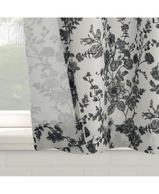 Elodie Tonal Botanical Semi-Sheer Rod Pocket Kitchen Curtain Tier Pair