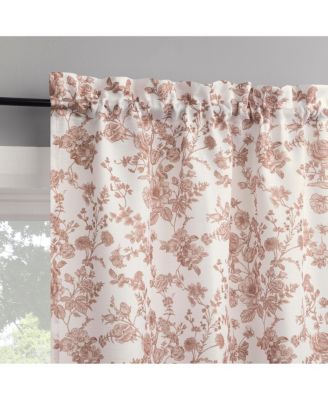 Elodie Tonal Botanical Semi-Sheer Rod Pocket Kitchen Curtain Tier Pair