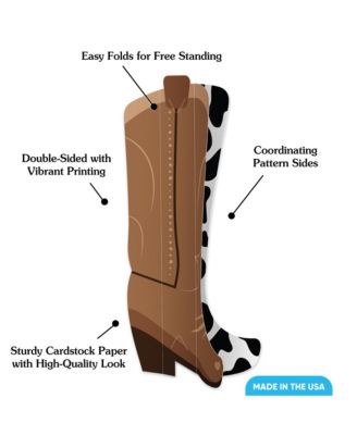 Freestanding 3D Western Cowboy Boots Centerpiece Table Decorations - 8 Count