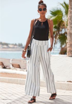 Women's Striped Wide Leg Pants