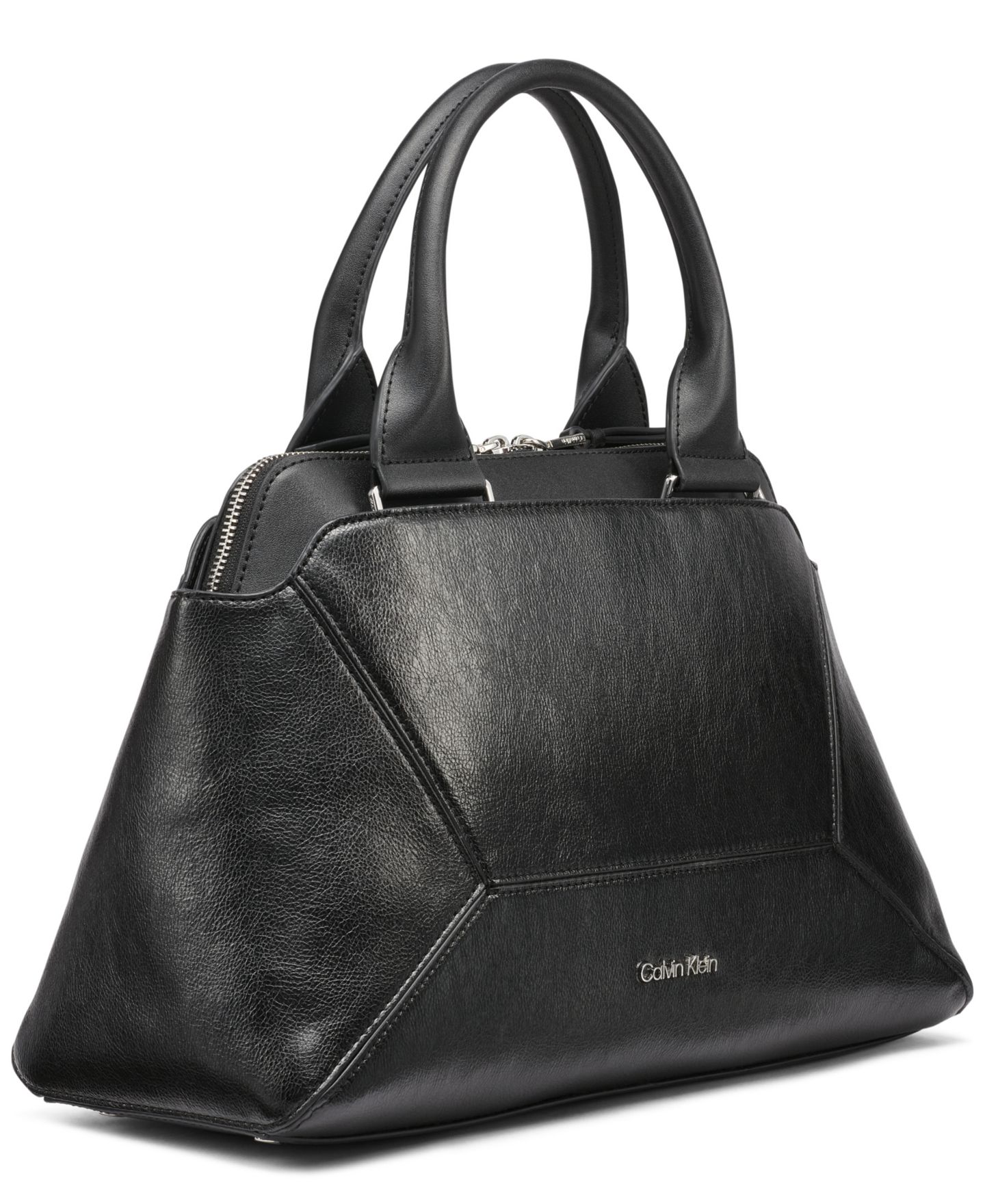 Женская сумка Calvin Klein Heidi Top Zipper Convertible Satchel, цвет: Чёрный / Серебряный — фото 3