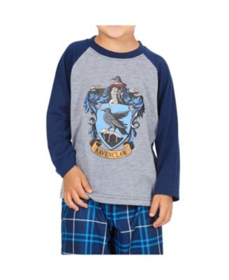 Big Boys Plaid Hogwarts Houses Crest Raglan 2PC Pajama Set - Gryffindor Hufflepuff Slytherin Ravenclaw