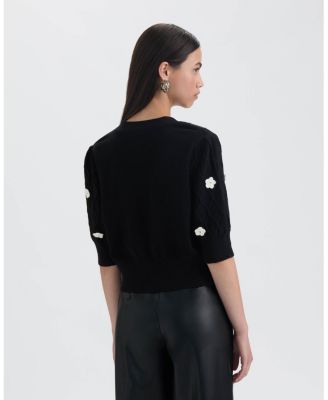 Women's Button Front Cardigan with 3D Appliques