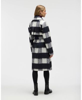 Women's Oversized Faux Wool Buffalo Check Belted Coat