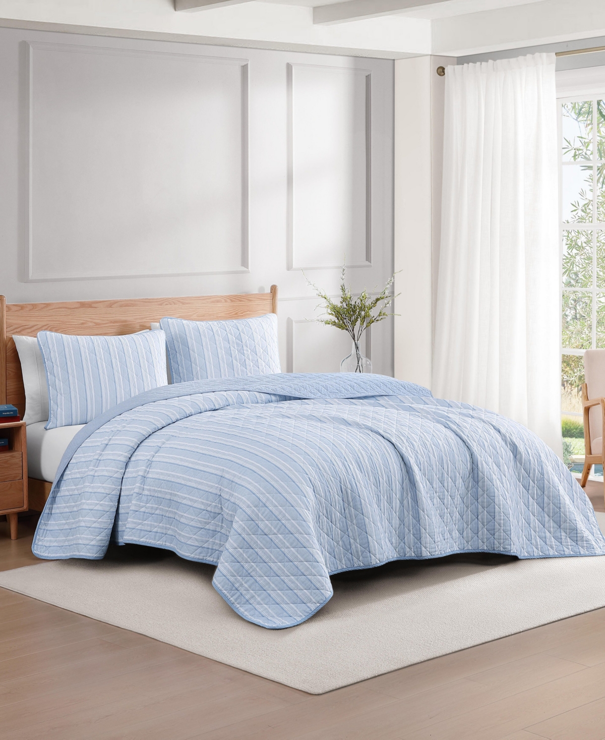Tommy Hilfiger Sailing Stripe Cotton Reversible -Pc. Quilt Set