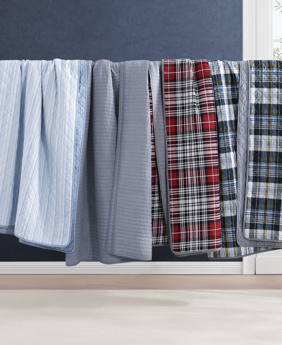 Tommy Hilfiger Bleecker Plaid Cotton Reversible 3-Pc. Quilt Set