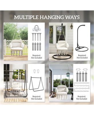 Hanging Hammock Chair with Cushion, Macrame Swing Chair, Dark