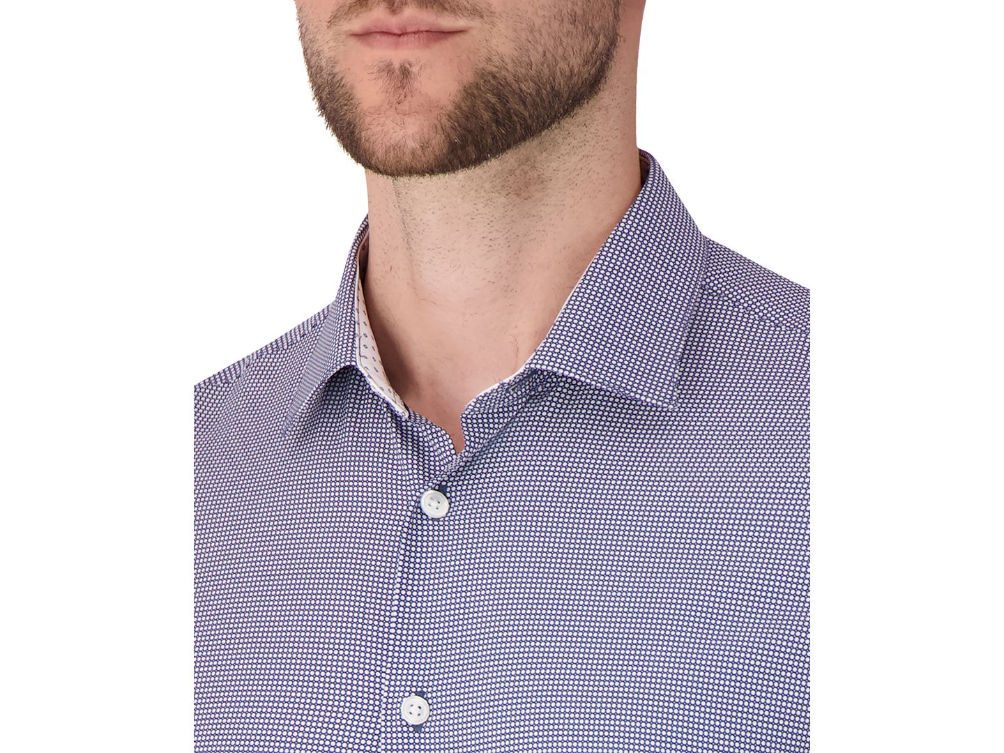Мужская рубашка Report Collection Long Sleeve 4-Way Bubble Print Dress Shirt, цвет: Синий / Белый — фото 3