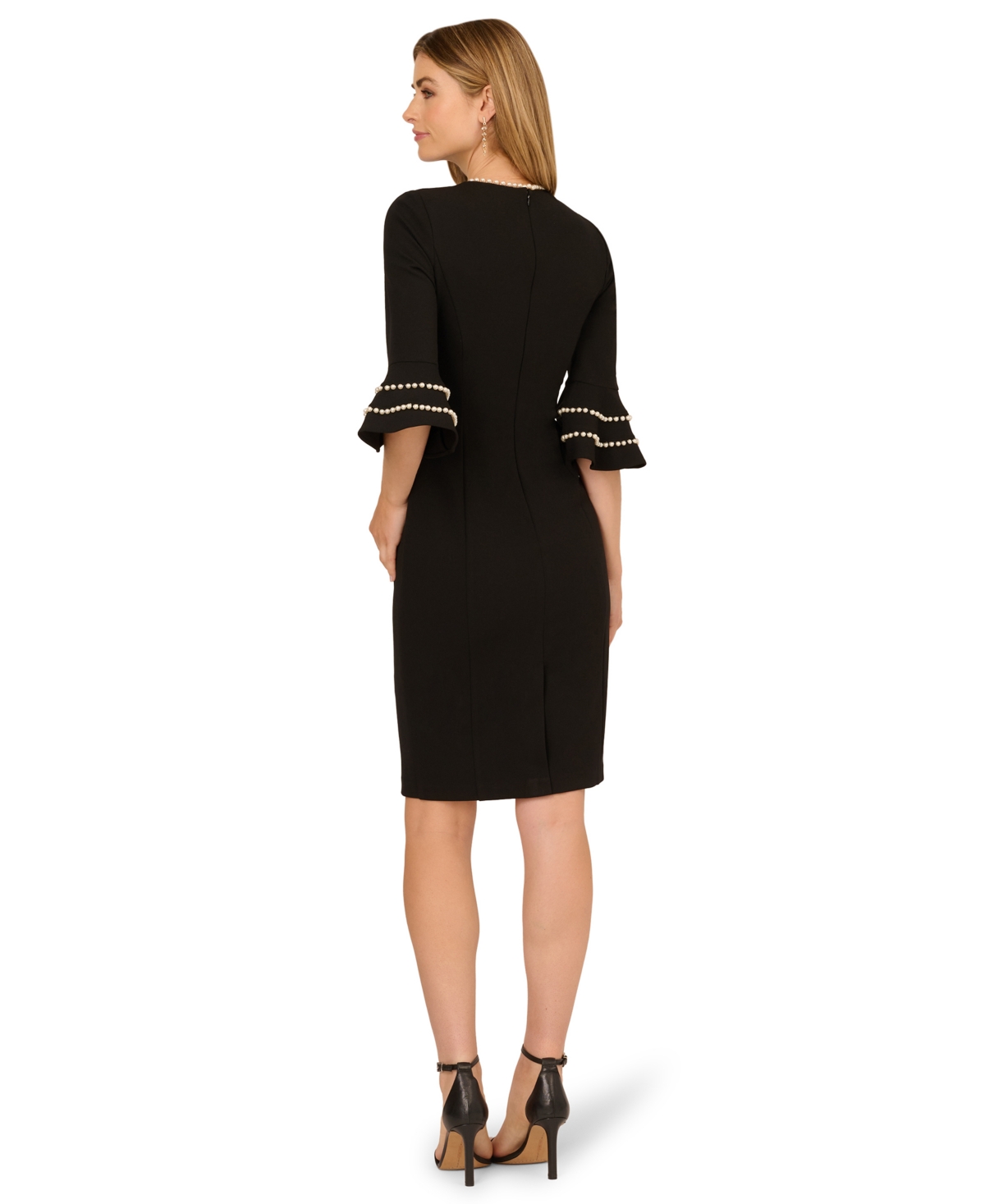 Adrianna Papell Plus Size 3/4-sleeve Sheath Dress In Black