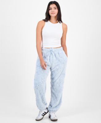Rebellious One Juniors' Embossed Sherpa Jogger Pants