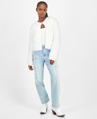 Women's Shaggy-Knit Cropped Cardigan, Macy's Exclusive