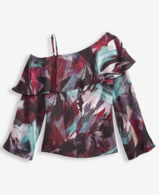 Women's Ruffled Asymmetrical-Neck Blouse, Macy's Exclusive