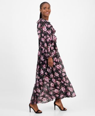Women's Printed Long-Sleeve Maxi Dress, Macy's Exclusive