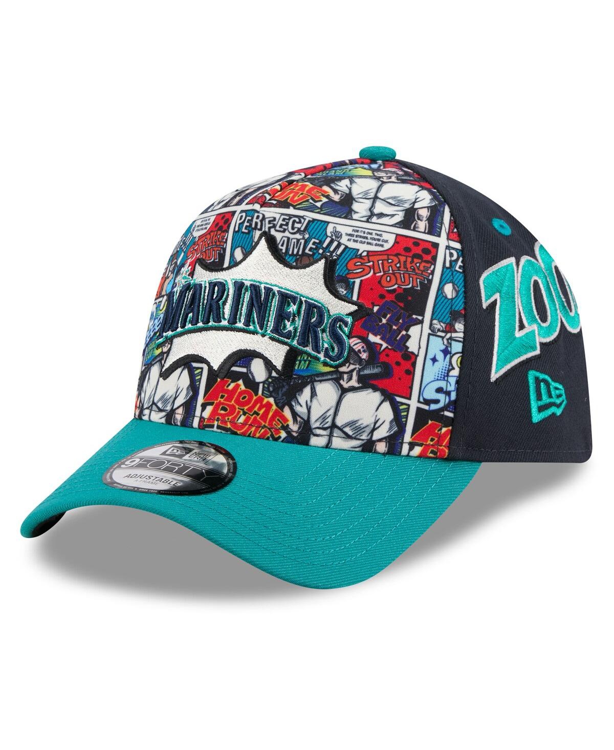 New Era Big Boys And Girls Navy/teal Seattle Mariners 2025 Mlb Diamond Hero Edition A-frame 9forty Adjustabl In Multi