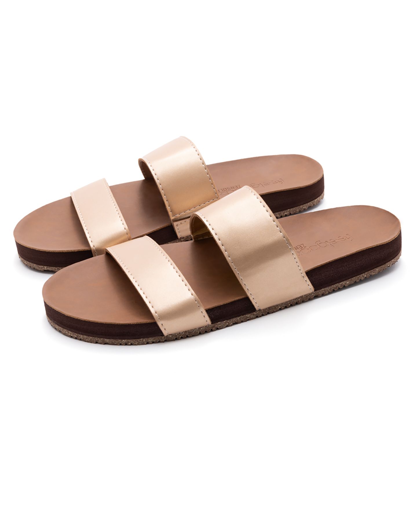 Женские сандалии Feelgoodz Zensole Vistas Faux Leather Double Strap Slide, цвет: Capiz — фото 4