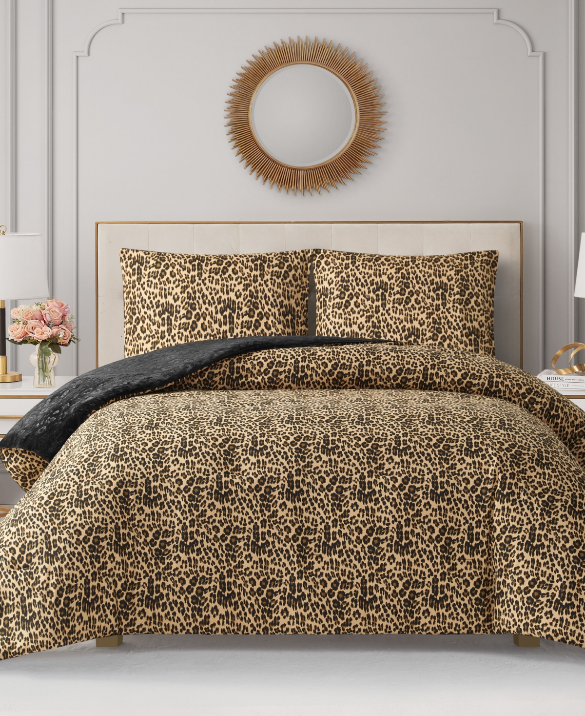 Juicy Couture Embossed Leopard Reverse To Royal Leopard 3-pc. Comforter Set, Full/queen In Brown