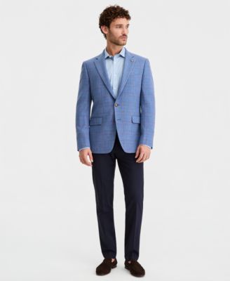 Men's Blue Plaid Modern-Fit Blazer