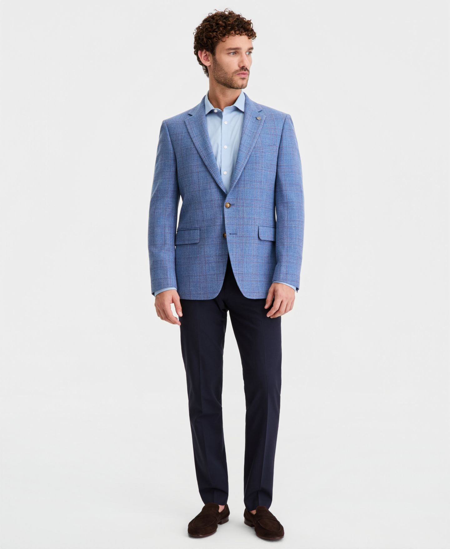 Мужские пиджаки Ted by Ted Baker Blue Plaid Modern-Fit Blazer, цвет: Синий — фото 2