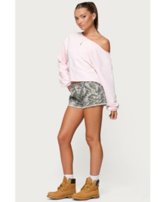 Womens Joyce Camo Low Rise Denim Shorts