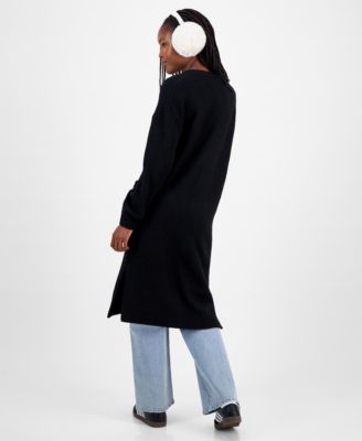 Juniors' Open-Front Patch-Pocket Duster Cardigan