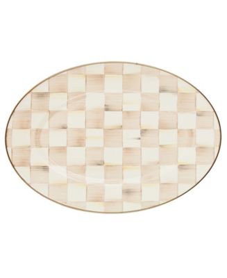 MacKenzie-Childs Mocha Check Small Oval Platter - Macy's