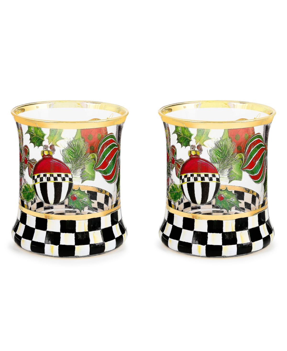 Mackenzie-childs Deck The Halls Tumbler, Set Of 2 In Multi