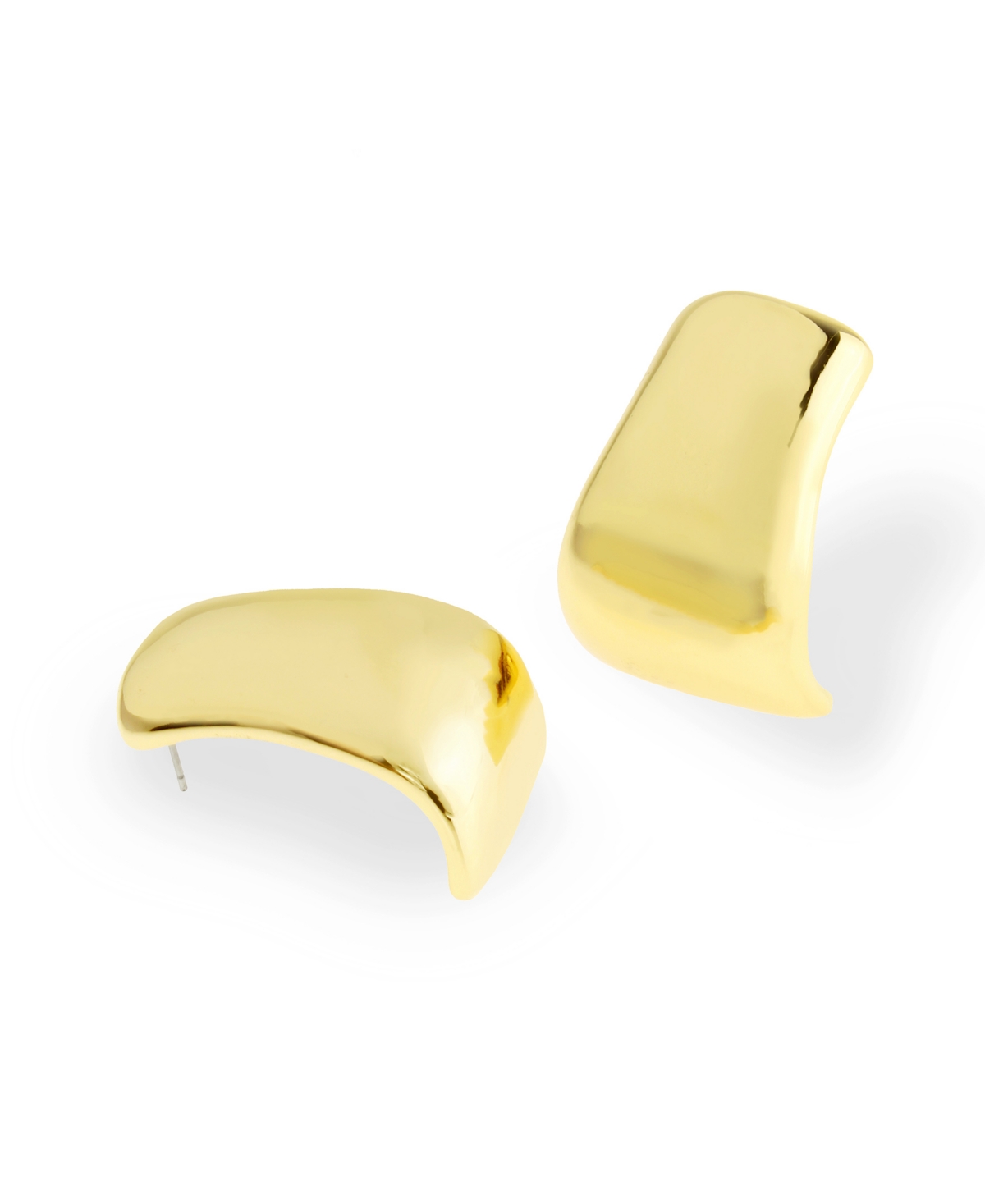 Steve Madden Gold Vintage Curved Button Earrings