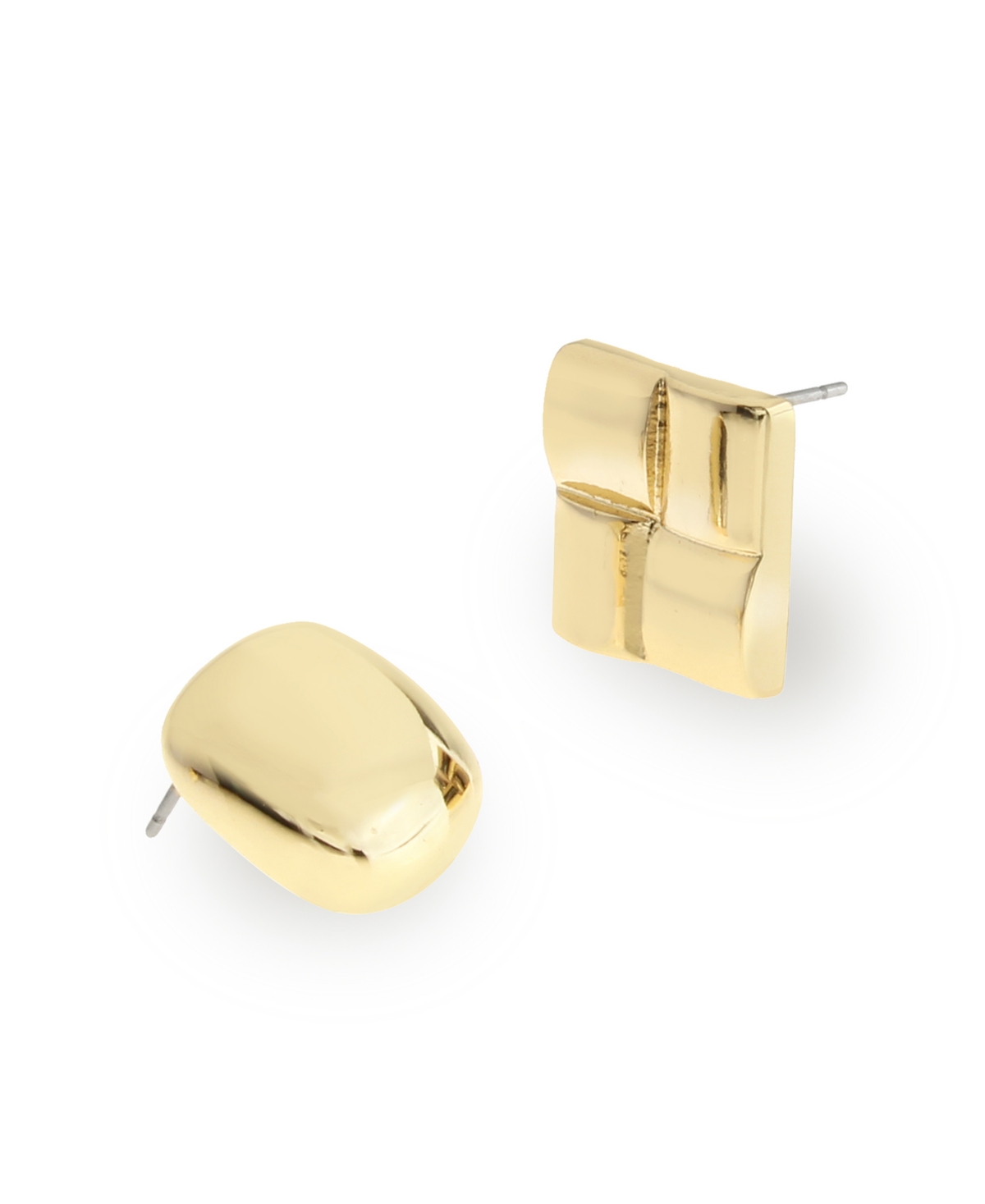 Steve Madden Gold Vintage Square Button Duo Earring Set
