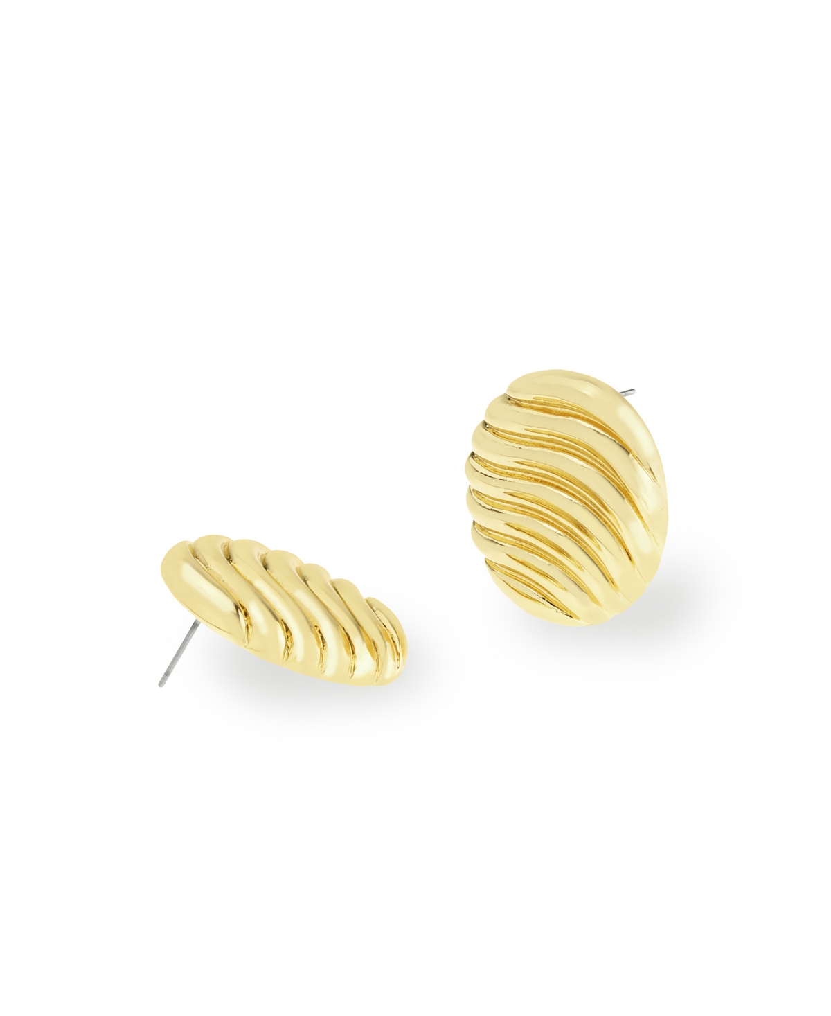 Steve Madden Gold Vintage Ribbed Circle Button Earrings