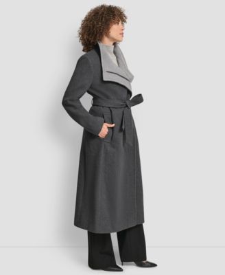 Women's Wing Collar Asymmetrical Wrap Coat