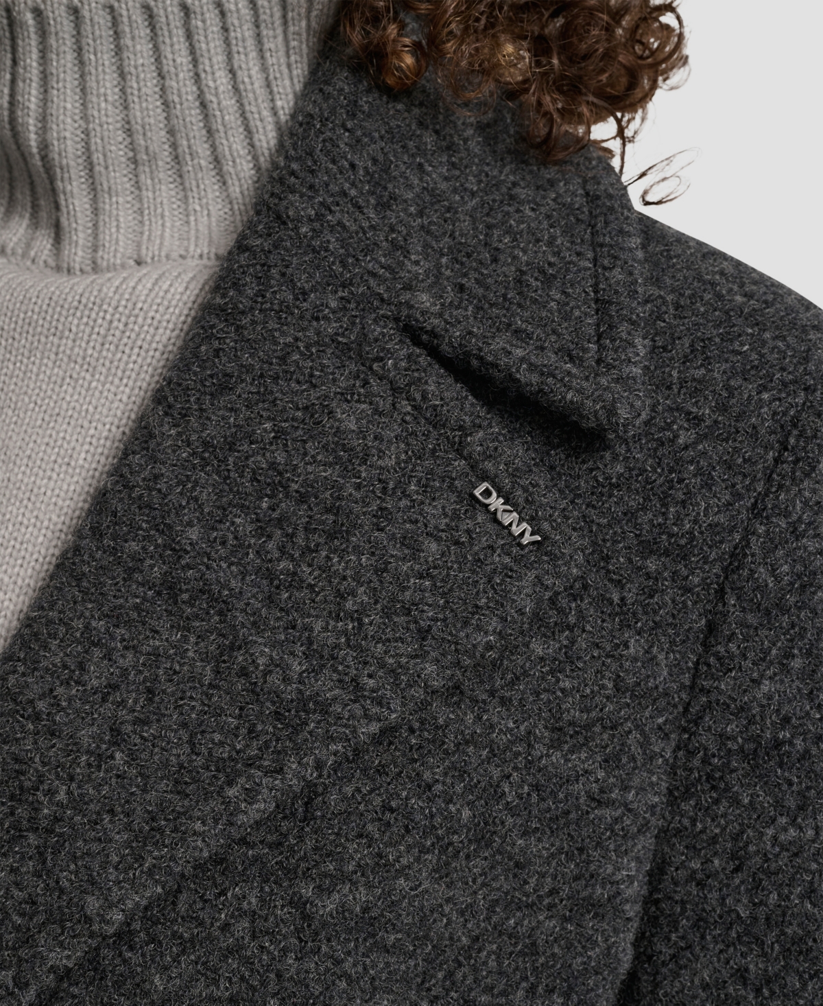 Dkny Women's Maxi Boucle Notch Collar Coat In Gray