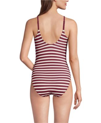 Women's Long Tugless Thin Strap One Piece Swimsuit