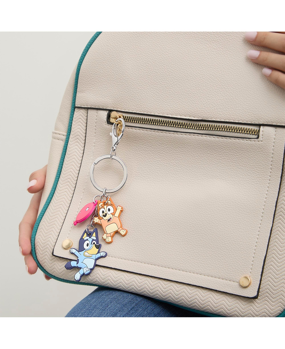 Bluey & Bingo Layered Charm Keychain with Balloon Accent