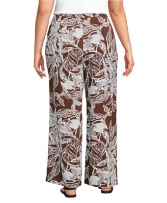 Women's Plus Size Rayon High Rise Wide Leg Pants - Set Bottom