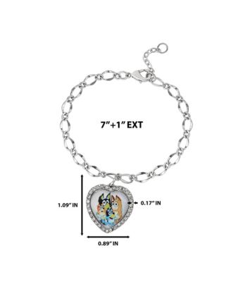 Heart Pendant Chain Bracelet - Silver Tone